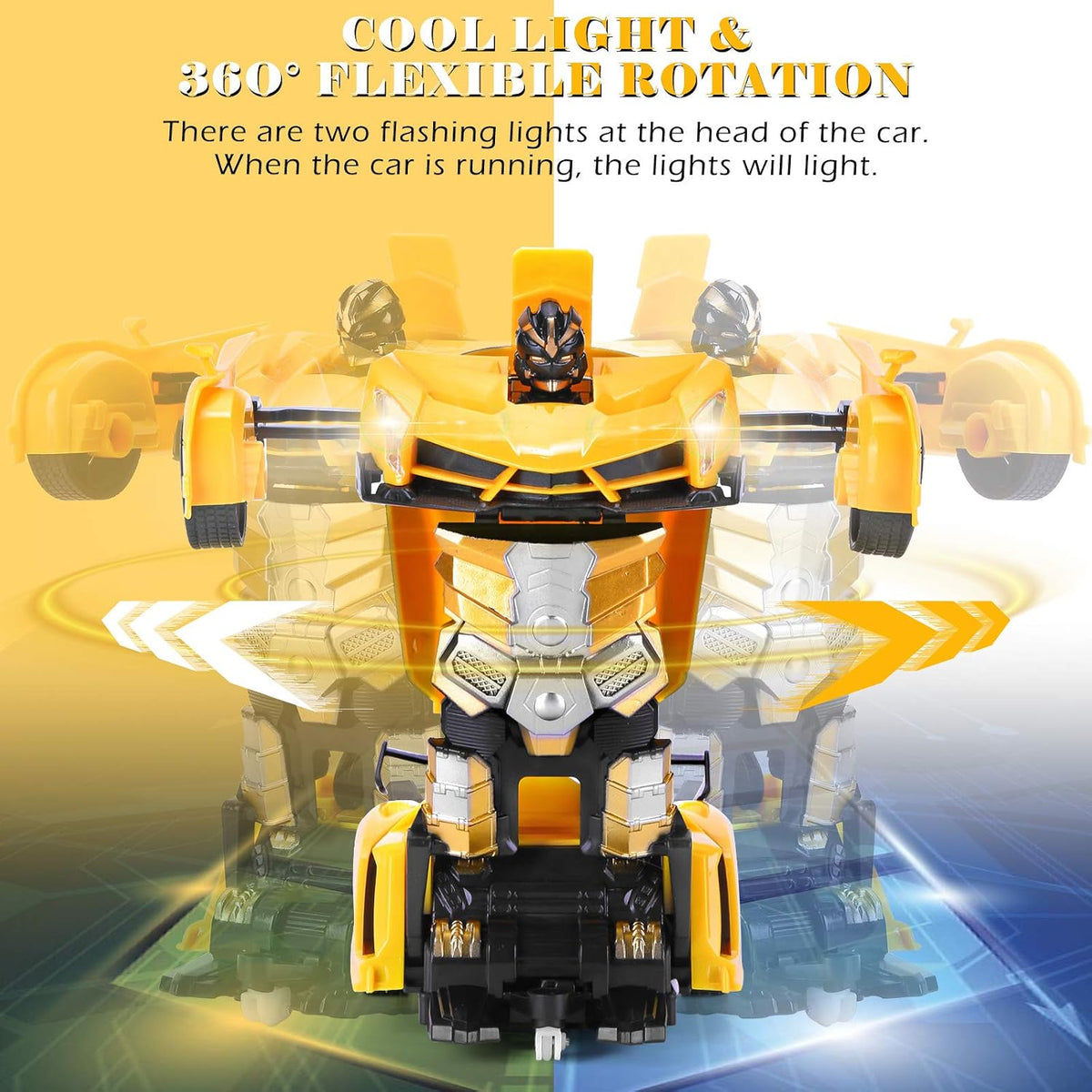 Dolanus Remote Control Car, Transform Robot, Boys Toys Gifts - Yellow-black - image 4