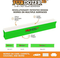 FurDozer X3 MEGA Pet Hair Remover & Auto Detailing Tool - Cat & Dog Hair Remover for Carpets, Car Interiors, Couches, Bedding, & Pet Furniture - Reusable Pet Hair Removal Tool for Dog Fur & Lint, 10"