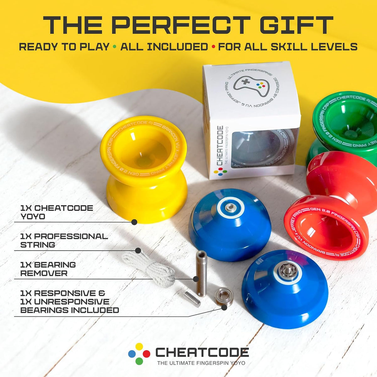Cheatcode Yoyo by Brandon Vu, Master Fingerspin Tricks - Yellow - image 4