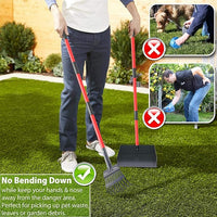 Larger Heavy Duty Pooper Scooper for Dogs-Rake, Spade,Tray Set with Long Handle,No Bend Down Easy Cleanup,Great for Yard Grass Gravel Dirt,Use for Large Small and Multi Dogs