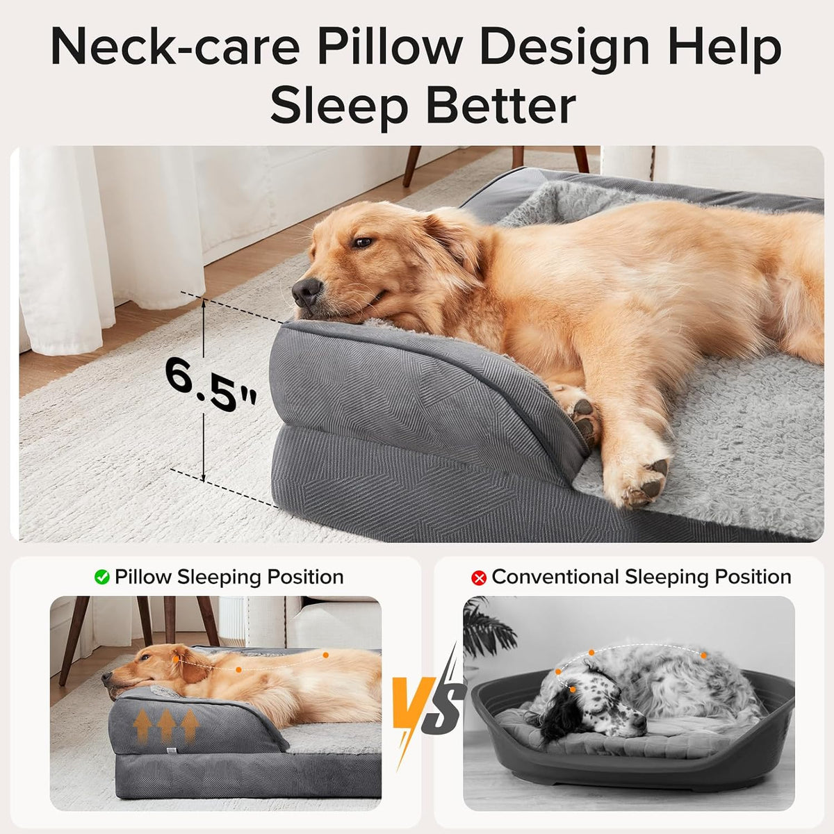 Orthopedic Dog Beds Large Sized - Grey / M (28"x 23"x 6.5") - image 4