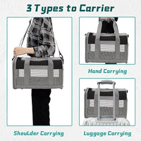 PINVNBY Bunny Carrier for Travel Camping Outdoor, Small Pet Carrier, Guinea Pig Carrier, Breathable Pet Portable Hand Bag for Hamster Bunny Guinea Pig（Black & Gray）