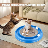 Cat Scratching Board with Balls for Cats Grinding Claw, Round Cat Scratcher Interactive Toy, Cat Ball Track Scratcher Pad for Cats Exercise Play(Grey)