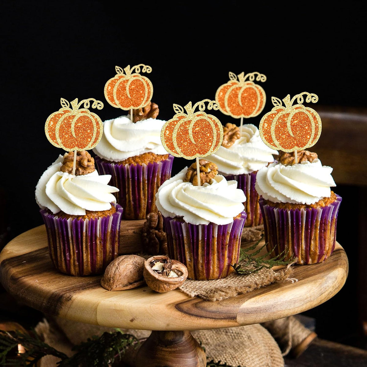 Gyufise 24Pcs Pumpkin Oh Baby Cupcake Toppers Pink Fall Pumpkin - Orange 7 - image 4