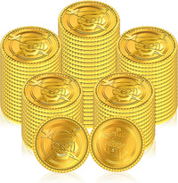 Geodurn 100 plastic pirate gold coins with embossed pirate design - view 3