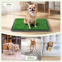 Portable Dog Litter Boxes with 2 Pack Replacement Artificial Grass,Indoor Outdoor Potty Training Turf,Washable Reusable Pee Pad for Dogs, Balcony Fake Grass Pad with Tray(Dog Litter Box, 20''x25'')