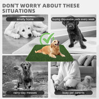 Dog Grass Pad with Washable Pee Pads for Puppy Potty Tray - Green / 20" x 25" (2 Pack) - image 4
