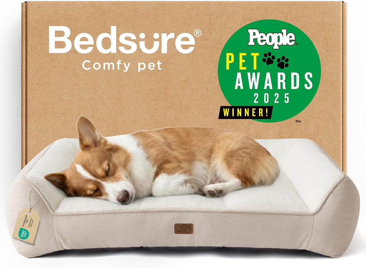 Bedsure SupportMax Extra Thick Orthopedic XL Dog Beds Large Sized Dog – Essentials for Dogs - Cream / 35"l X 25"w X 8"th