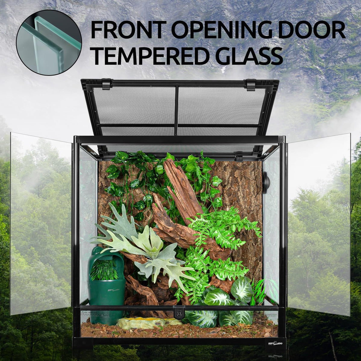 REPTIZOO 45 Gallon Glass Reptile Terrarium 24" x 18" x 24" Knock-Down - 24" x 24" x 24" - image 4