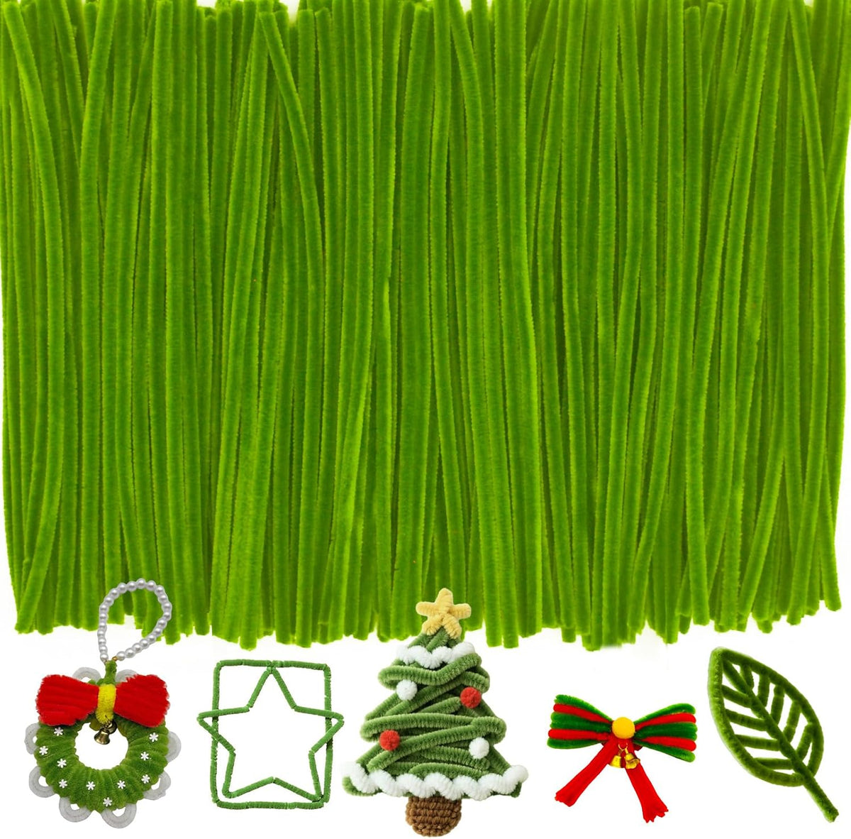 Black Pipe Cleaners for Crafts, Craft Supplies, Arts and Crafts - Moss Green