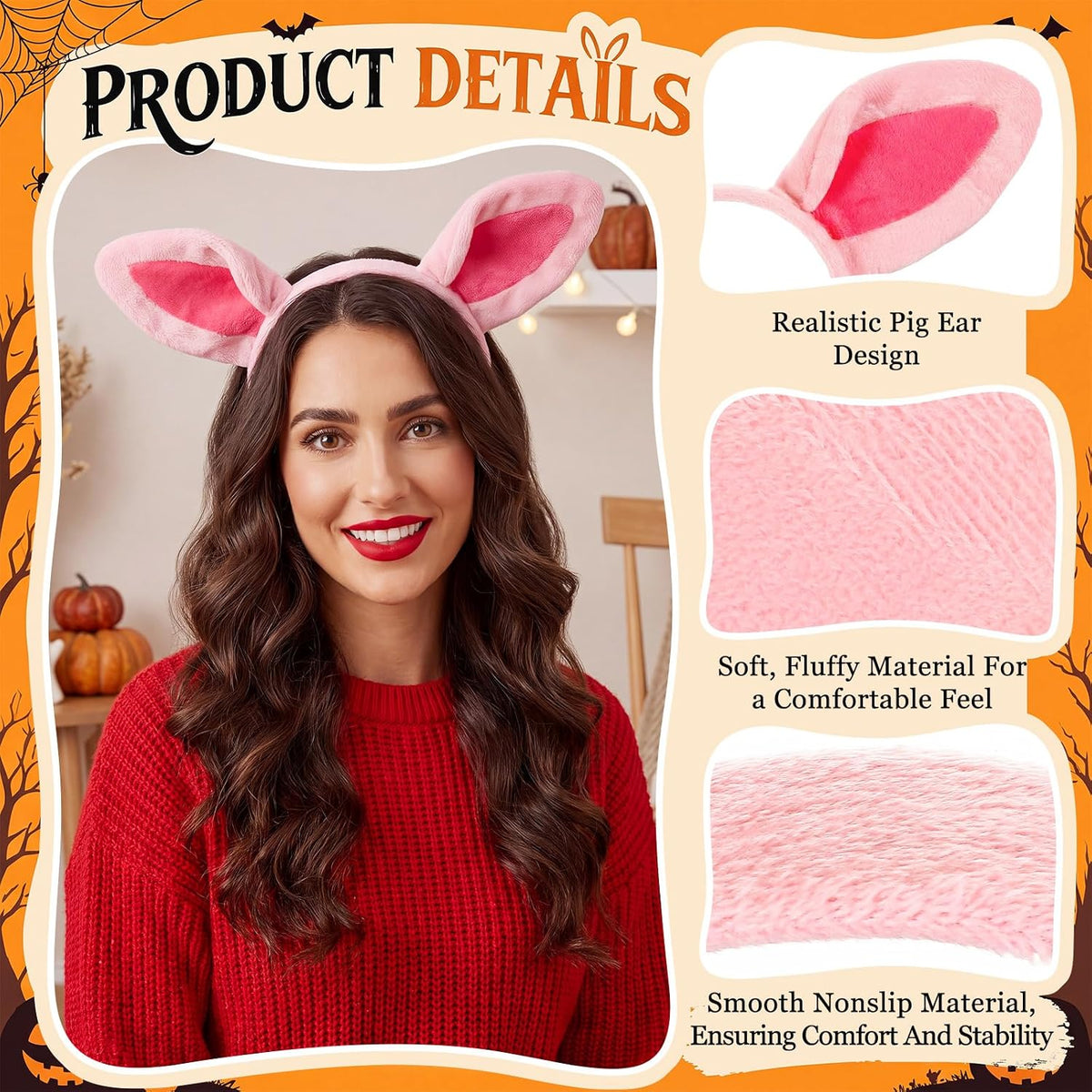 WILLBOND 3-pack plush cow ears headbands with horns for costumes - view 15