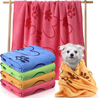 Fanfanwin 4 Pcs Dog Bath Towels Microfiber Drying Dog Towel Absorbent - Blue, Yellow, Pink, Apple Green