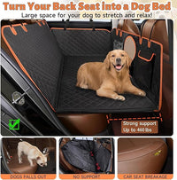 Dog Car Seat Cover for Back Seat, Hard Bottom Back Seat Extender for Dogs, Holds 420lbs, Waterproof Pet Hammock Protector, Thick and Durable Dog Seat Cover for Truck, Car, SUV-Black