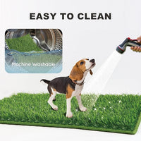 Dog Grass Pad with Tray Large 34’’×23’’, Ultra-Absorbent Artificial Grass Pad for Dogs Potty Grass Hemmed Edge for Indoor Potty Training, Reusable Dogs Pee Pads, Dog Litter Box for Balcony
