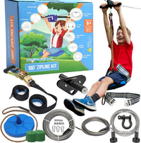 Hyponix Zip Line Kit for Backyard Kids and Adults 100 ft - 180' Zipline Kit