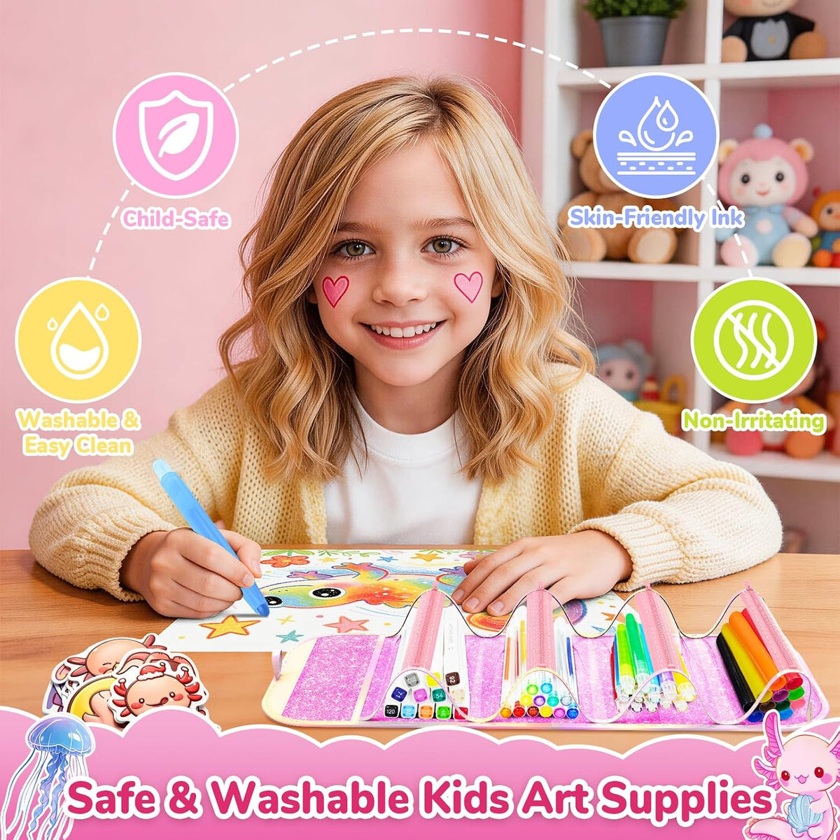 DreamyCandy 70 Pcs Washable Markers Set for Kids 4-8 - Pink Axolotl - image 3