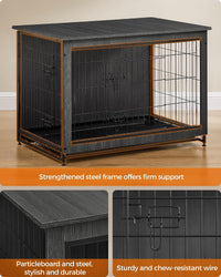 Feandrea 27.2" Dog Crate Furniture - Ink Black / 38.6"L x 25.6"W x 26.8"H - image 4