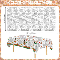 Litmitfu Thanksgiving coloring paper tablecloth with turkeys, pumpkins and games - view 4