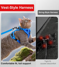 Cat Harness and Leash for Walking Escape Proof Soft Adjustable Cat - Blue / S (7-12lb) - image 4