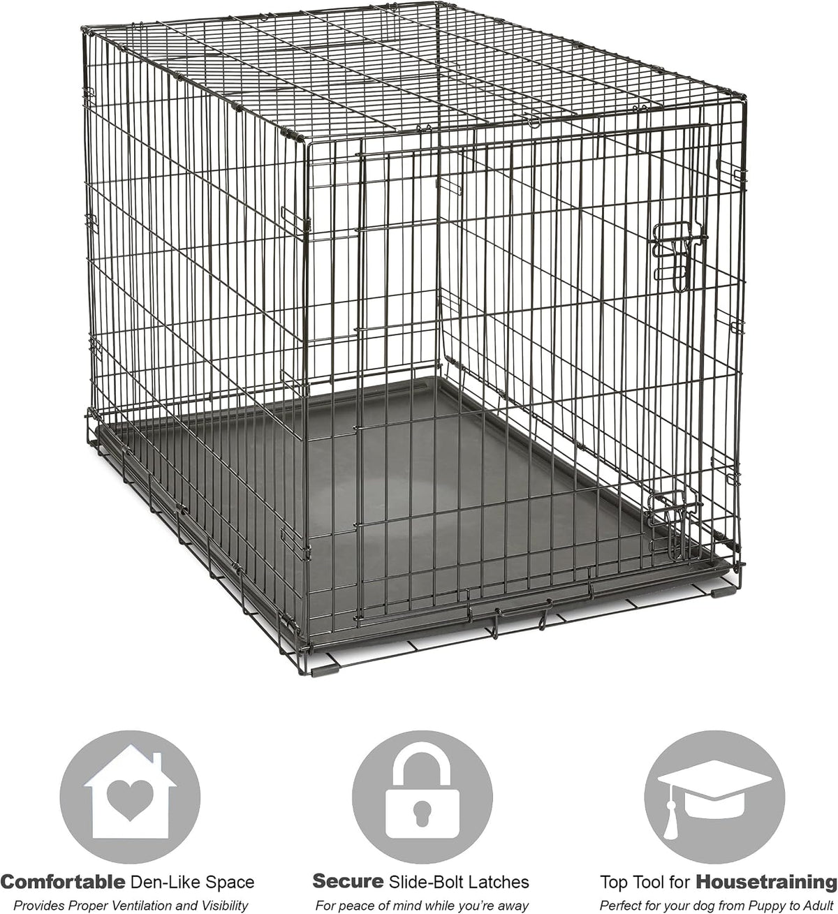 New World by Midwest 42-Inch Single Door Crate, for Large Breeds - Single Door - Black / Large (42"L) - image 3