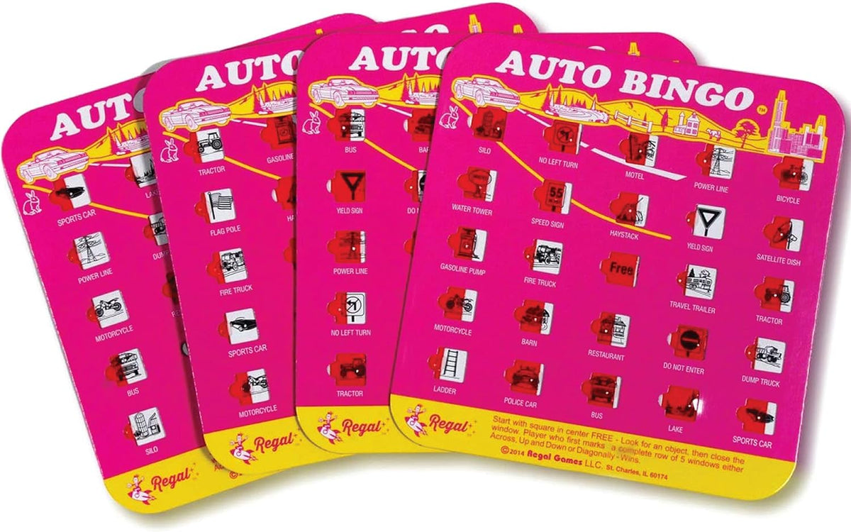 Regal Games Finger-Tip Shutter Bingo Cards with Sliding Windows - Pink