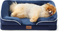 Bedsure Orthopedic Dog Beds for Small Dogs - Washable Small Dog Cat Bed Waterproof, Comfort Pet Couch Sofa with Washable Removable Cover, Pets Bed with Nonskid Bottom, Blue Navy, 24"