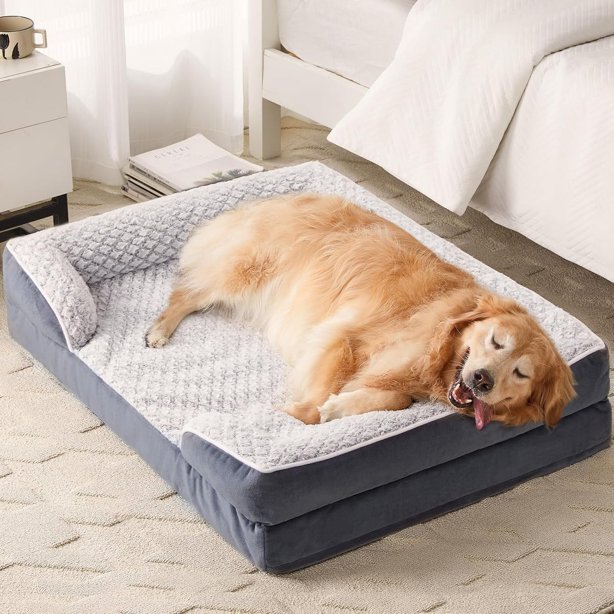 Washable Orthopedic Dog Bed - Deep Grey / 42"L x 30"W x 7"Th