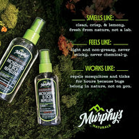 Murphy's Naturals Mosquito & Tick Bug Repellent Spray, Oil of Lemon Eucalyptus for Skin + Outdoor Gear, DEET-Free, 2 Ounce Pump, 3-Pack