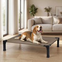 Elevated Outdoor Dog Bed, Raised Dog Bed with Steel Framed 42in – Essentials for Dogs - Brown / 42"L x 30"W x 8.5"H