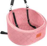 Lealchum Dog Car Seat for Small Dogs Up to 30 Lbs with 2 Safety Dog - Pink / Small