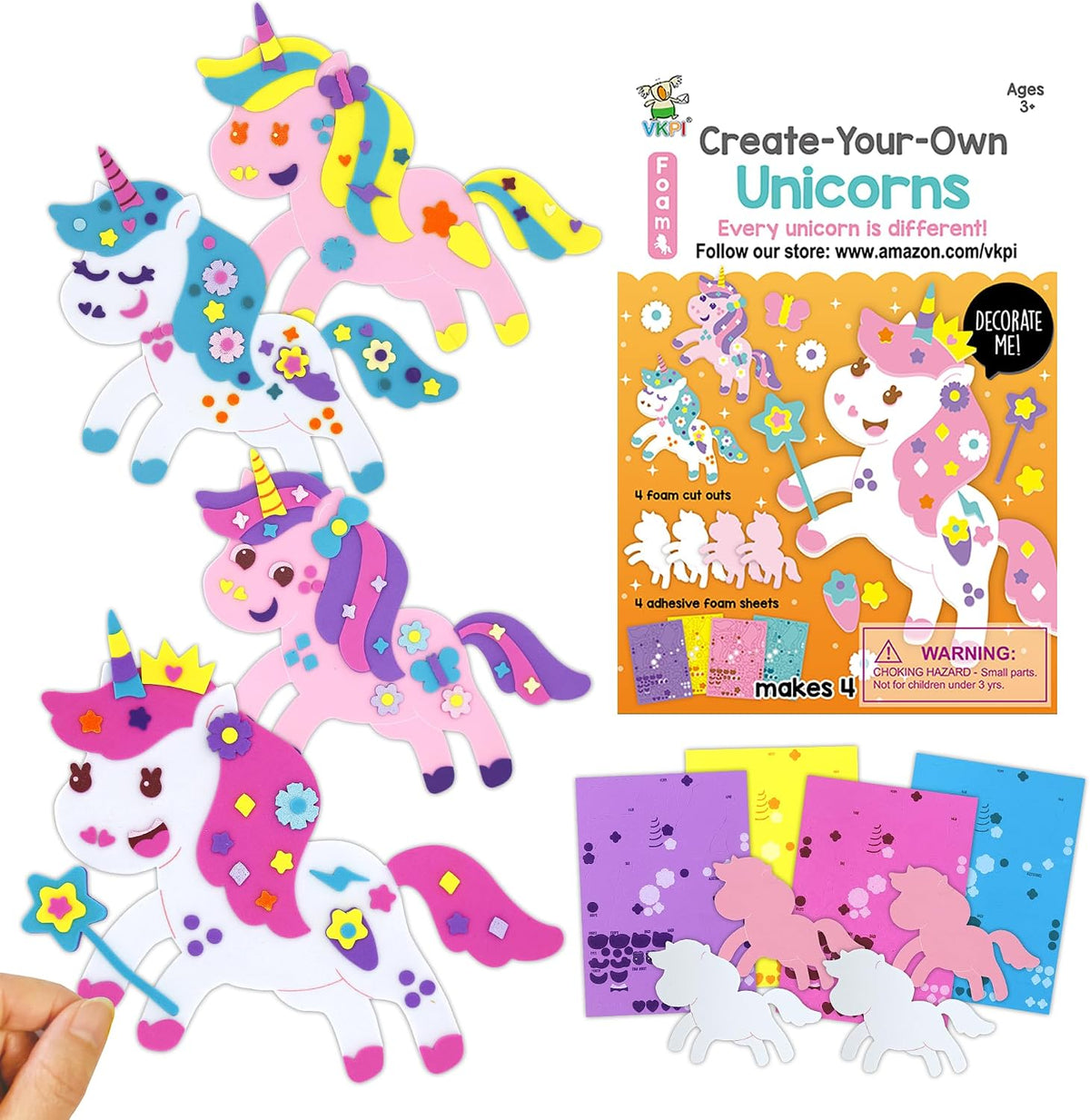 VKPI 4 Butterflies Foam Art Crafts Gift Kit - Unicorns
