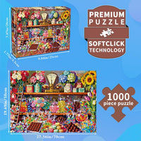 1000 Piece Jigsaw Puzzle, French Riviera Flower Market - Candy Store - image 4