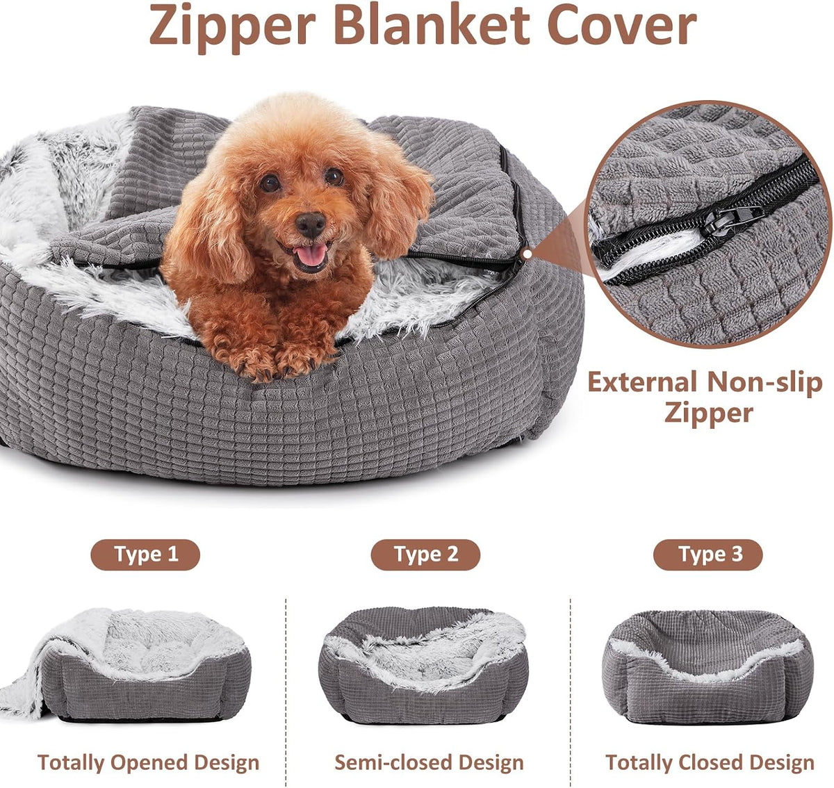 MIXJOY Dog Beds for Small Medium Dogs with Hooded Attached - 35.0"L x 25.0"W x 9.0"Th - image 2