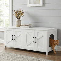 31.5" L Cat Litter Box Enclosure with Barn Door - 47.2"L / White