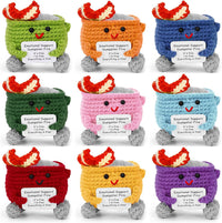 Megele 7-pack crochet dumpster fire desk figures in different colors with positive cards - view 2