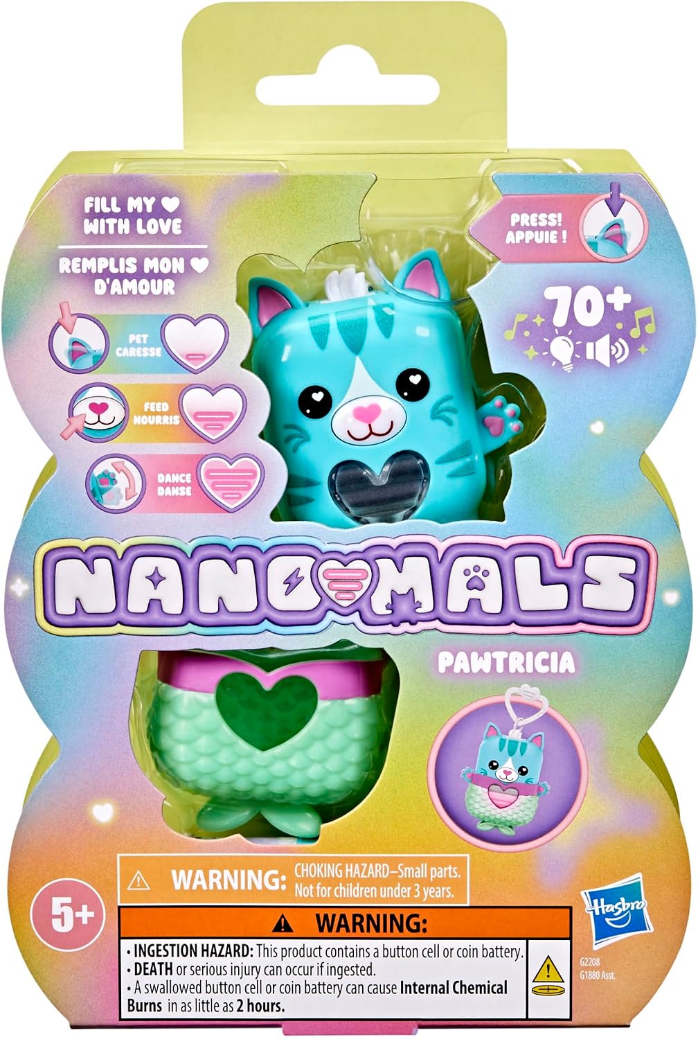Nano-MALS Pawtricia the blue kitty electronic pet with mermaid tail outfit and keychain - view 2