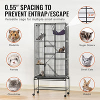 VEVOR 69" Rolling Metal Ferret Cage, Large 4-Tier Critter Nation Cage, Small Animal Cage with Ramps & Tray, Easy to Set up for Pet Mice, Hamster, Guinea Pig, Chinchilla, Squirrel, Hedgehogs, Bunny