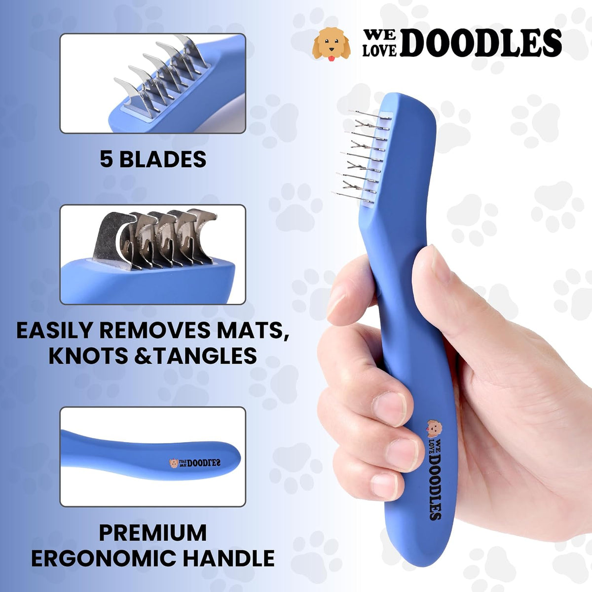 Dematting Comb for Dogs, Undercoat Rake Grooming Tool - 5 Blades - image 2