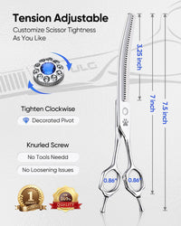 ULG Curved Dog Grooming Shears, 440C Stainless Steel - 7.0 Inch (Thinning) - image 2