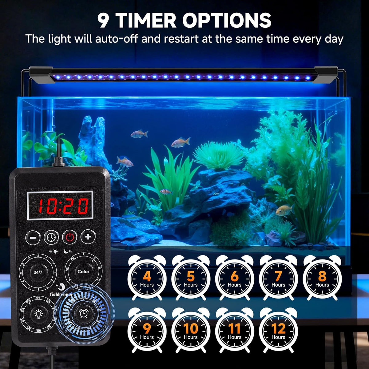 fishkeeper Smart LED Aquarium Light with One-Key Real-Time Sync - 24W (for 24"-32" fish tanks) - image 2