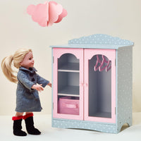 Olivia's Little World Twinkle Stars purple 18 inch doll closet with hangers, shelves and canvas bin - view 4