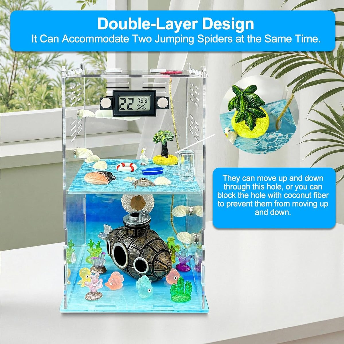Jumping Spider Enclosure, DIY Insects Habitat - Ocean - image 3