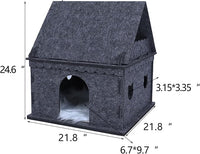 2-Tier Indoor Cat Apartment，Cozy Pet Cat Bed, Hideaway, and Sturdy Cat Castle for Multiple and Large Cats