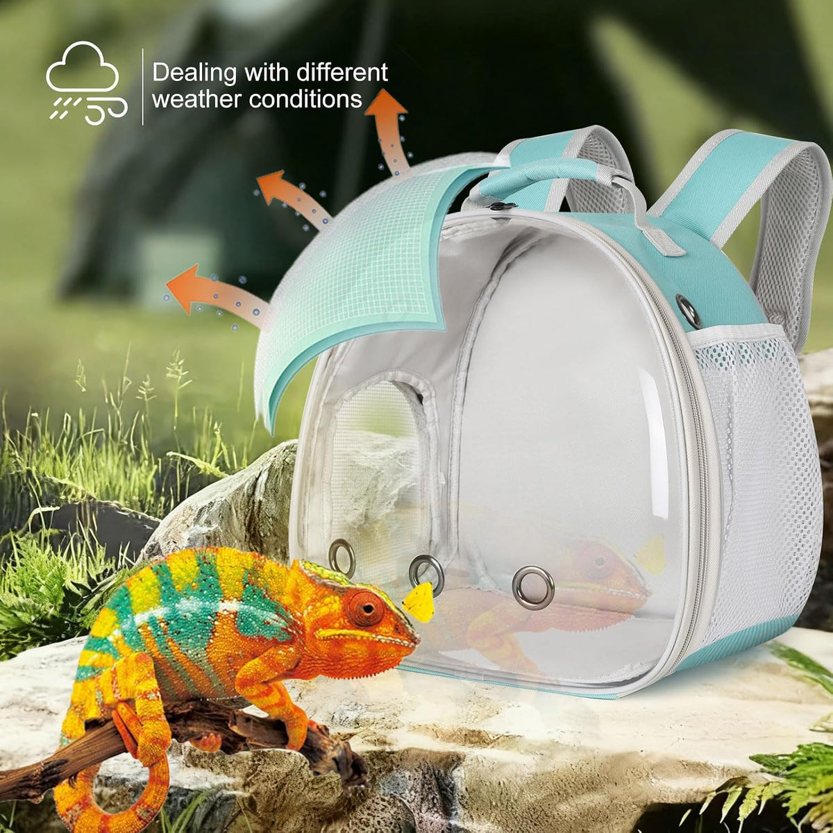 Bearded Dragon Travel Carrier, Lizards Carrier - Green / Backpack - image 3