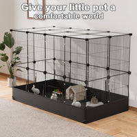 Guinea Pig Cage with Top Cover & 12 Panels - 24 Panels-with roof / Black - image 2