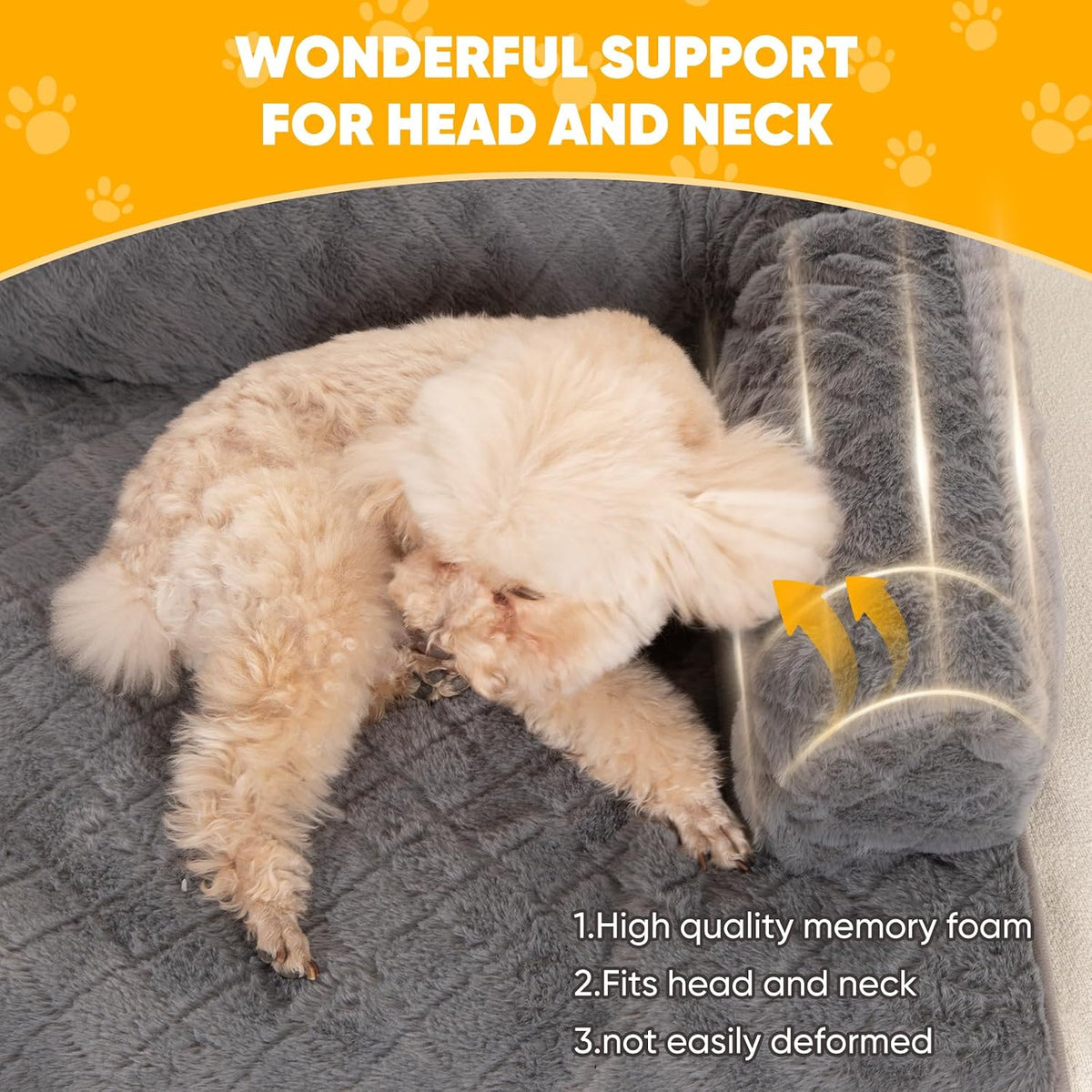 PAWBOSE Dog Couch Bed, Plush Sofa Mat, Washable Cover - grey - image 2