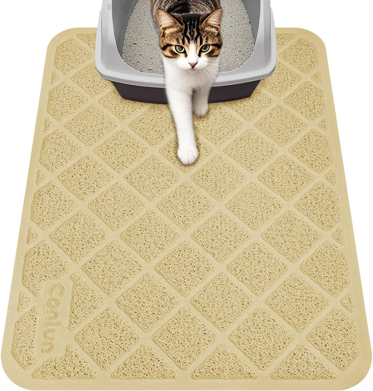 Conlun Cat Litter Mat Litter Trapping Mat - Beige / Small (24" x 17")