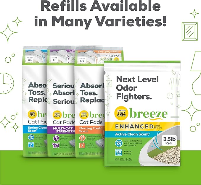 Purina Tidy Cats Non Clumping Litter System, Breeze XL All-in-One Odor Control & Easy Clean Multi Cat Box - 18 lb. Box