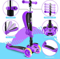 Hurtle 3-Wheeled Scooter for Kids, Wheel LED Lights - Purple - image 4