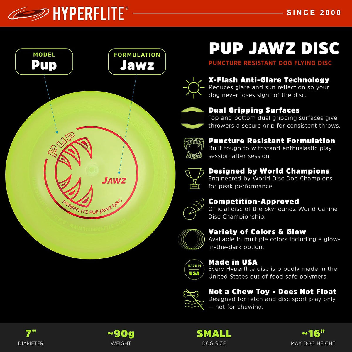 Hyperflite Pup Jawz puncture resistant dog flying disc - view 3